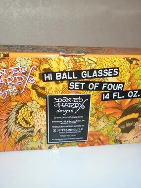 Ed Hardy | Dining | New Ed Hardy Set Of 4 Skull Loves Kills Geisha Koi ...